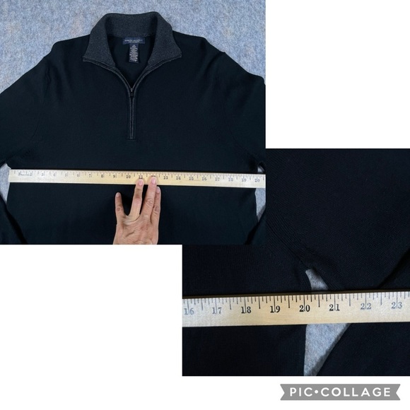 Banana Republic Silk Cashmere Quarter Zip Elbow-Patch Collegiate Sweater Sz M - Picture 13 of 14